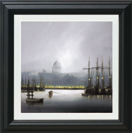 Mist On The Thames - Black Framed