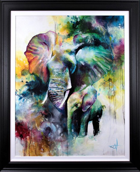 Mother And Baby Elephant 2019 - Black Framed