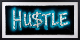Neon Hustle Blue - Artist Proof Black Framed