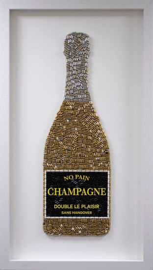 No Pain Champagne (Gold) - Deluxe Size - White Background - White Framed