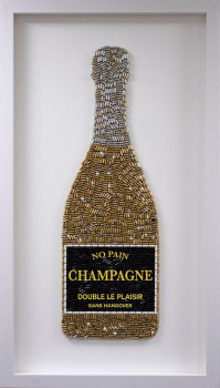 No Pain Champagne (Gold) - Standard Size - White Background - White Framed