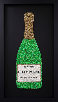 No Pain Champagne (Green) - Deluxe Size - Black Background - Black Framed