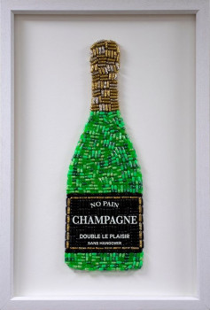 No Pain Champagne (Green) - Standard Size - White Background - White Framed