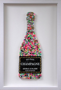 No Pain Champagne (Multi-Coloured) - Standard Size - White Background - White Framed