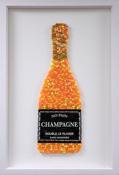 No Pain Champagne (Orange) - Deluxe Size - White Background - White Framed