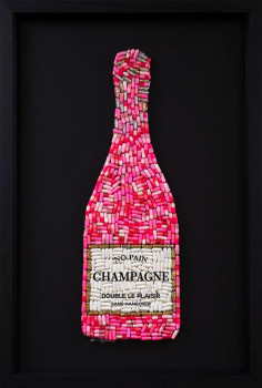 No Pain Champagne (Pink) - Deluxe Size - Black Background - Black Framed