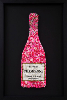 No Pain Champagne (Pink) - Deluxe Size - Black Background - Black Framed