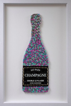 No Pain Champagne (Purple) - Deluxe Size - White Background - White Framed