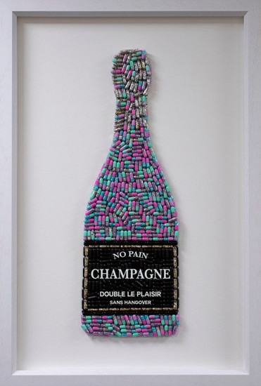 No Pain Champagne (Purple) - Deluxe Size - White Background - White Framed