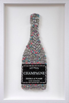 No Pain Champagne (Silver) - Standard Size - White Background - White Framed