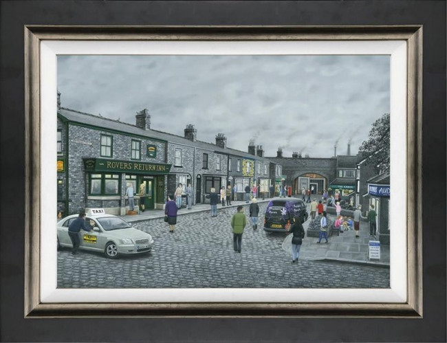 On The Cobbles - Canvas - Black Framed
