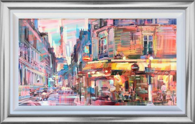 Paris Cafe - Original - Silver Framed Paris Cafe - Original - Silver Framed
