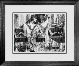 Piano Bar (B&W) - Sketch - Limited Edition - Black Framed