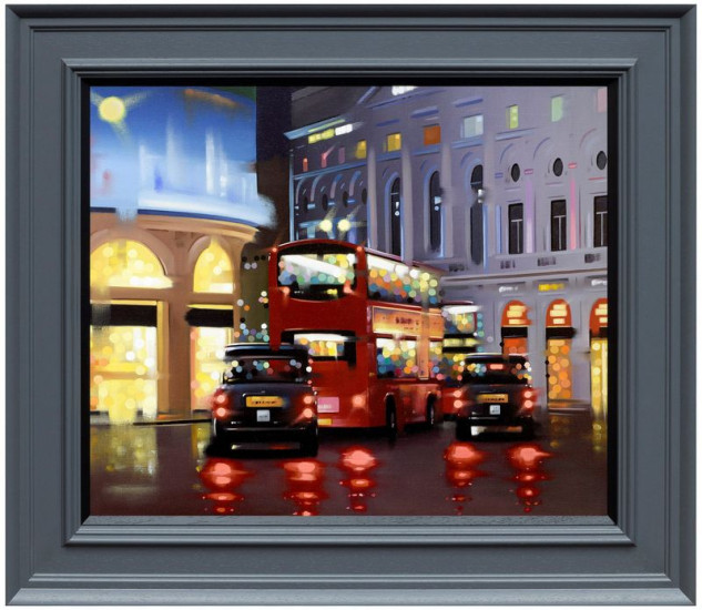 Piccadilly Night Adventure - Canvas - Grey-Black Framed