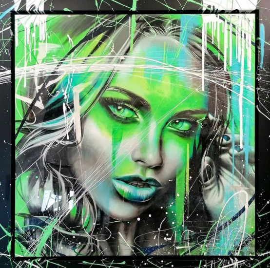 Poison Ivy - Unique Edition - Paint Splatter Framed