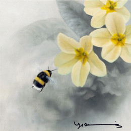 Primrose - White Tail Bee - Original - Framed