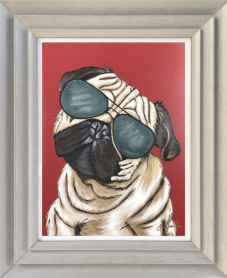 Pug Life - Original - Light Grey Framed Pug Life - Original - Light Grey Framed