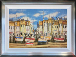 Quirky Harbour - Original - Blue And Silver Framed