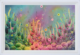 Rainbows Blossoming - Original - White Framed