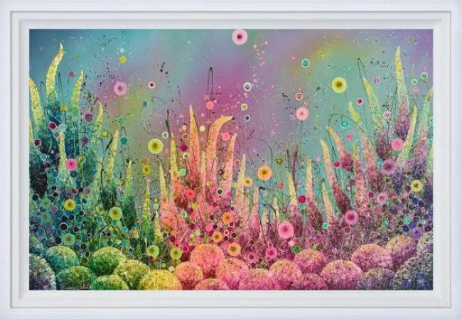 Rainbows Blossoming - Original - White Framed Rainbows Blossoming - Original - White Framed