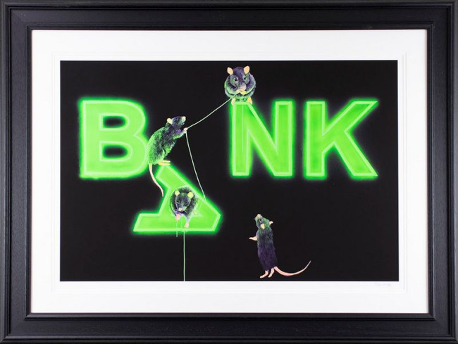 Rats Fixing The Bank - Framed