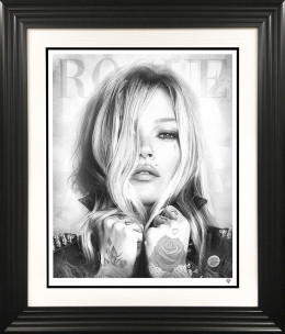 Rock Star Rogue (Black & White) - Artist Proof Black Framed