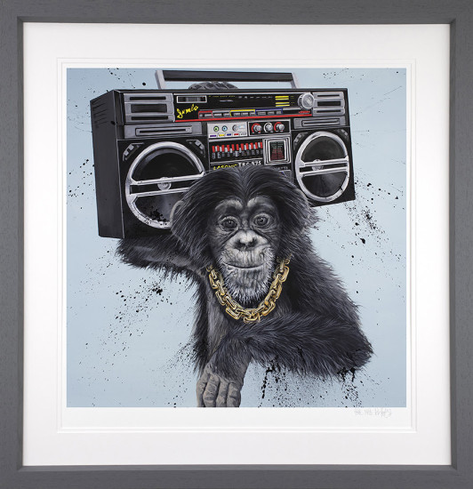 Run Chimp-Pan-Zee - Artist Proof Grey Framed