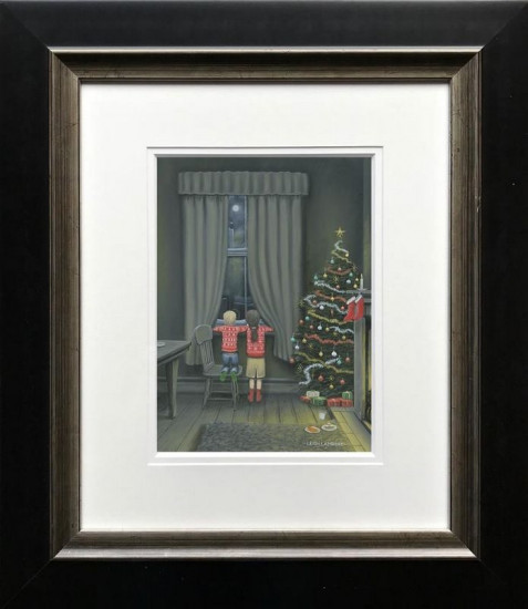 Santa On His Way - Paper - Black Framed