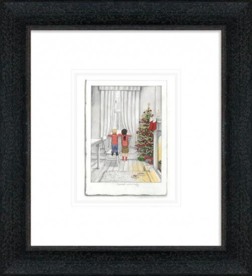 Santa On His Way - Sketch - Black-Grey Framed