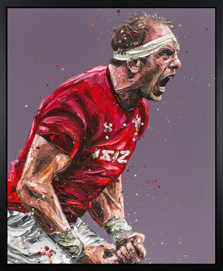 Screaming At The English (Alun Wyn Jones) - Canvas - Artist Proof Black Framed