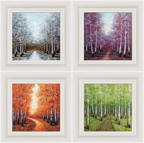 Seasons Set Of 4 - White Framed