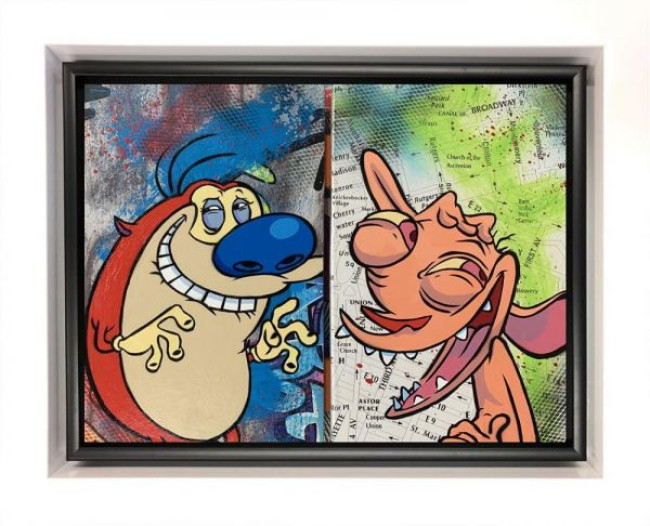 Stimpy You Idiot! - Original - White Framed