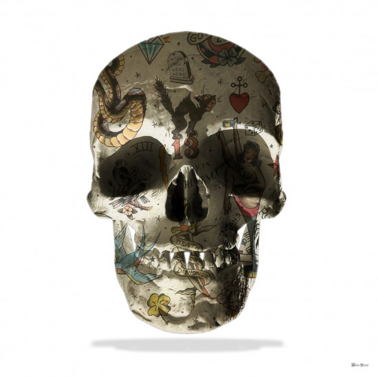 Tattoo Skull (White Background) - Large - Framed