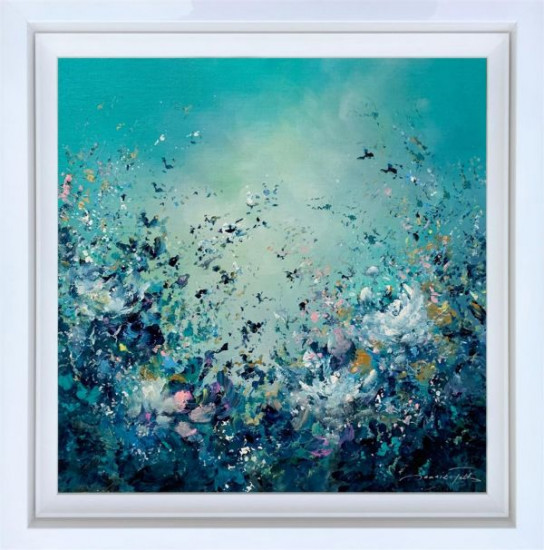 Teal Heavens - Original - White Framed