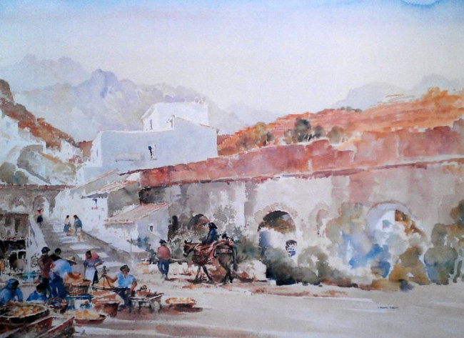 The Aquaduct by Francis Russell Flint - Mounted