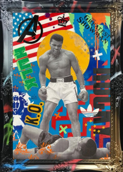 The Boxing Showman - Original - Multi Colour Framed