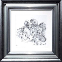 The Caucus-Race And A Long Tale - Sketch - Silver-Blue Framed