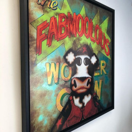 The Fabmoolous Wonder Cow - Aluminium - Black Framed