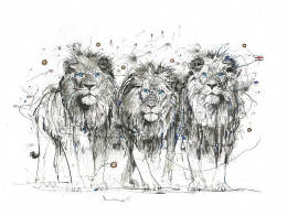 The Three Blue Lions - Mounted