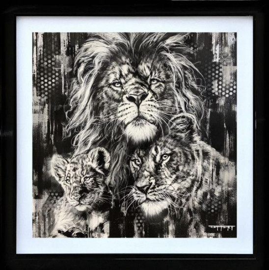 Three Lions - Original - Black Framed
