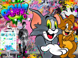 Tom And Jerry - Box Canvas - Black Framed - Framed Box Canvas