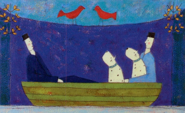 Two Dogs In A Boat - Print only Two Dogs In A Boat - Print only