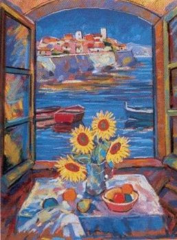 View Of Antibes (Sunflowers) - Mounted