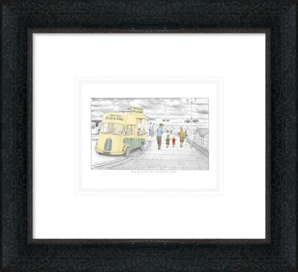 What Do You Like Best, Grandad Or Chips - Sketch - Black Framed