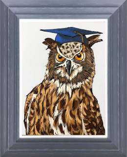 Wise Old Owl - Original - Dark Grey Framed