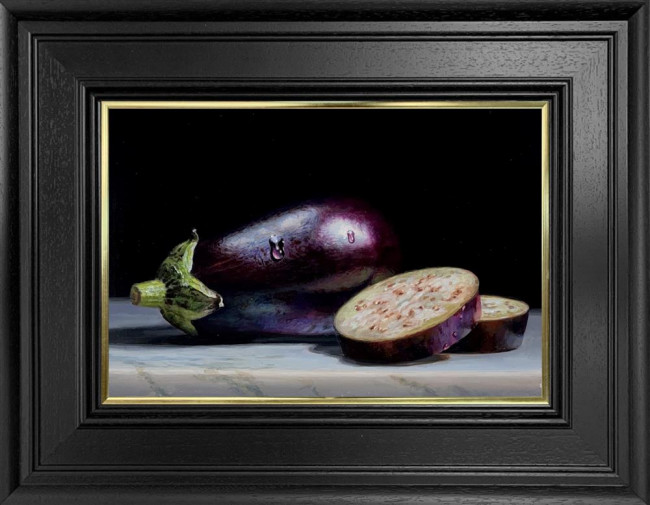 Aubergine And Slices - Original - Framed Aubergine And Slices - Original - Framed