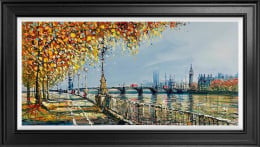Autumn Along The Embankment - Original - Framed Autumn Along The Embankment - Original - Framed