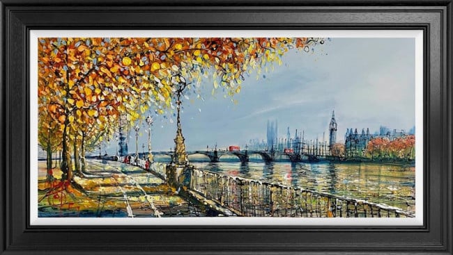 Autumn Along The Embankment - Original - Framed Autumn Along The Embankment - Original - Framed