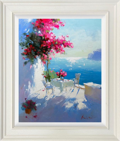 Balcony Above the Aegean - Original - Framed Balcony Above the Aegean - Original - Framed