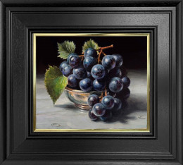 Black Grapes And Silver Bowl - Original - Framed